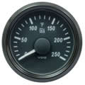 VDO SingleViu 1414 Hydraulic Temperature 250°F Black 52mm Amber Lighted w Red Pointer gauge